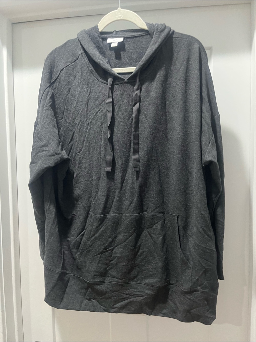 J. Jill Charcoal Gray Hooded Pullover Sweatshirt Large EUC